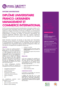 Plaquette du DU Franco-Ukrainien management et commerce international en français