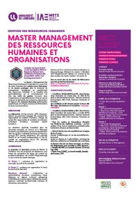 Master Management des Ressources Humaines et Organisations