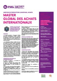 Plaquette Master Management Global des Achats Internationaux