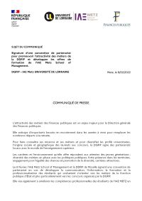 Communiqué de presse 8 février 2022 - Signature convention DGFIP IAE Metz