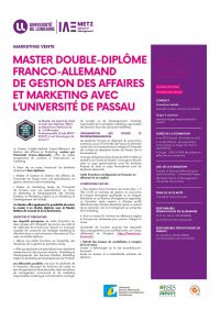 Plaquette du Master Double-Diplôme Franco-Allemand de Gestion des Affaires et Marketing avec l'Université de Passau
