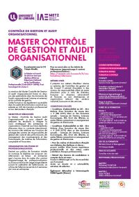 Plaquette Master Contrôle de Gestion et Audit Organisationnel