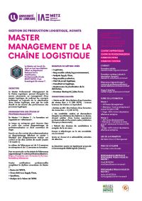 Plaquette Master Management de la Chaîne Logistique