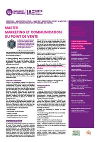 Plaquette Master Marketing et communication du point de vente