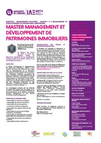 Plaquette Master Management et Développement de Patrimoines Immobiliers