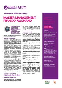 Plaquette Master Management Franco-Allemand