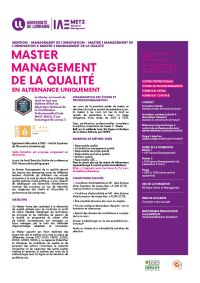 Plaquette Master Management de la Qualité