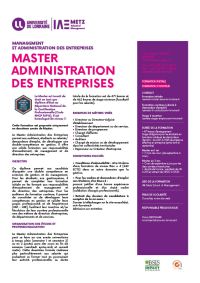 Plaquette Master Administration des entreprises