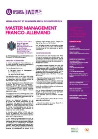 Plaquette Master International Management Franco-Allemand