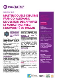 Plaquette du Master Double-Diplôme Franco-Allemand de Gestion des Affaires et Marketing avec l'Université de Passau