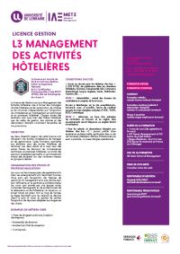 Plaquette Licence Management des Activités Hôtelières