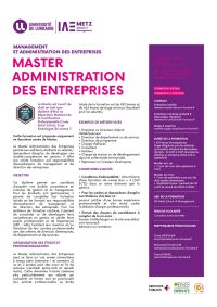 Plaquette Master Administration des entreprises