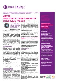 Plaquette Master Marketing et communication du nouveau produit