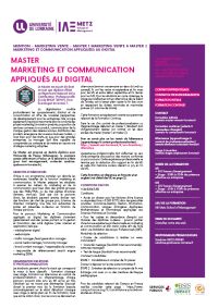 Plaquette Master Marketing et communication appliqués au digital
