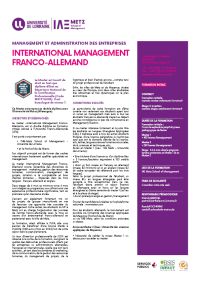 Plaquette Master Management Franco-Allemand