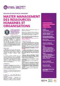 Plaquette Master Management des Ressources Humaines et Organisations