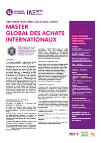 Plaquette Master Management global des achats internationaux